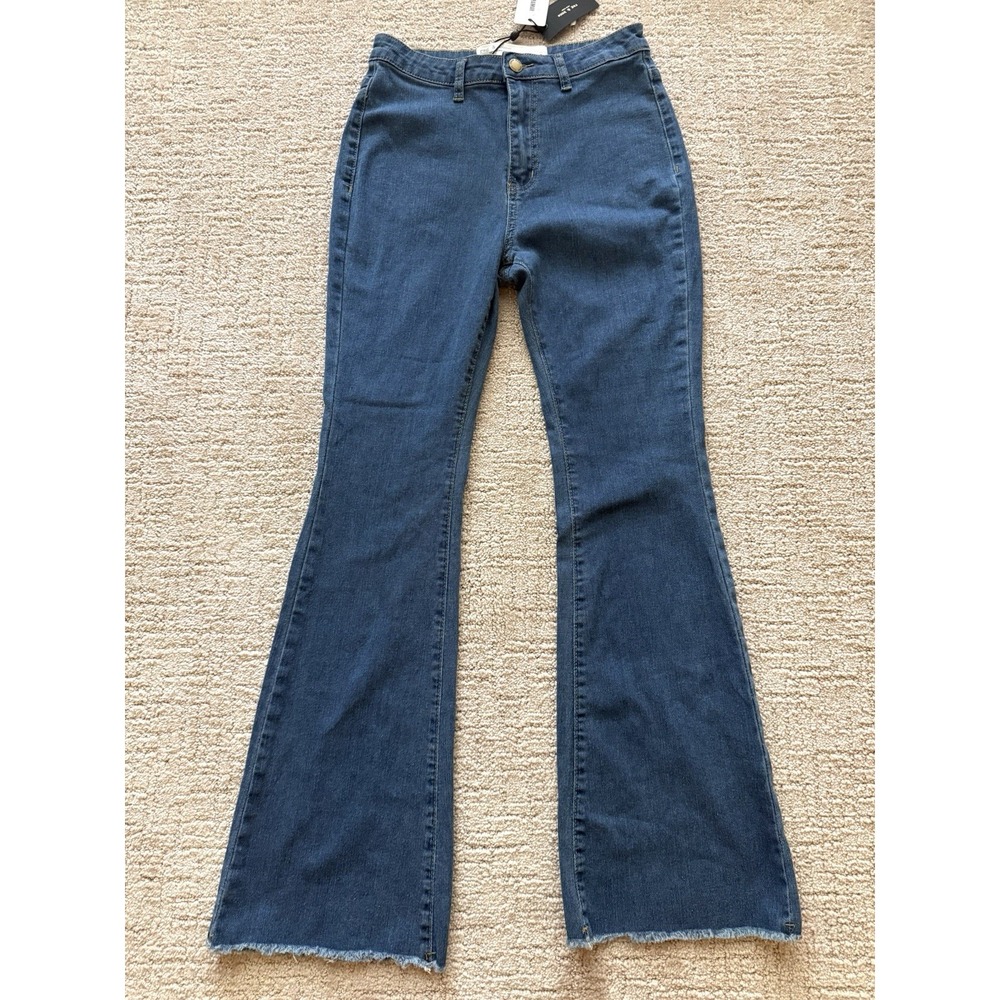 $268 rag & bone Miramar Flare Pants Womens 26 Blue Denim Print Stretch NWT